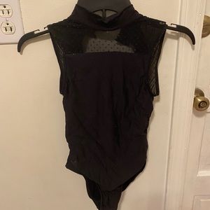 Wear Moi High Neck Black Mesh Leotard
